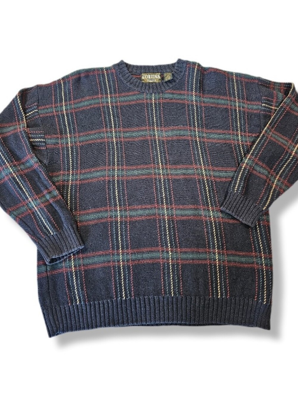 Vintage 90's Cortina Italia Sz XL Tartan Windowpane Plaid Preppy Grandpacore